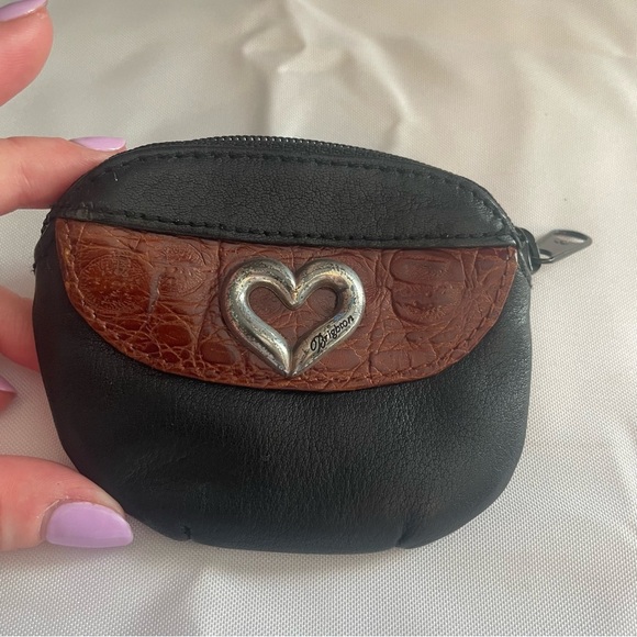 BRIGHTON Mini Heart Croc Embossed Leather Coin Change Purse Wallet - Picture 1 of 8